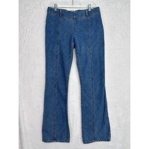 Gap Jeans Womens 8 Blue Denim Side Zip Flare Leg Front Seam 100% Cotton Vintage